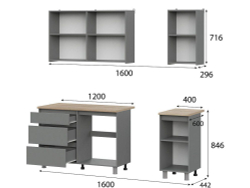 Кухонный гарнитур Den 1,6м Графит серый/Дуб Сонома