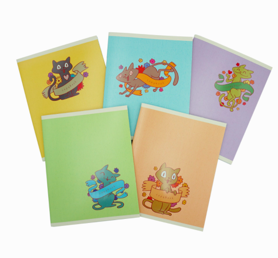 Тетради А5 48л. Скрепка. Клетка-Котоарт