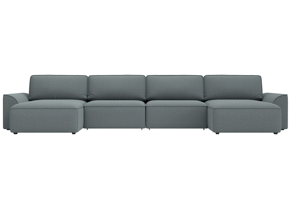 Диван П-образный Лига-048 НПБ лонг, Амур 07 серый, Рогожка, 128341