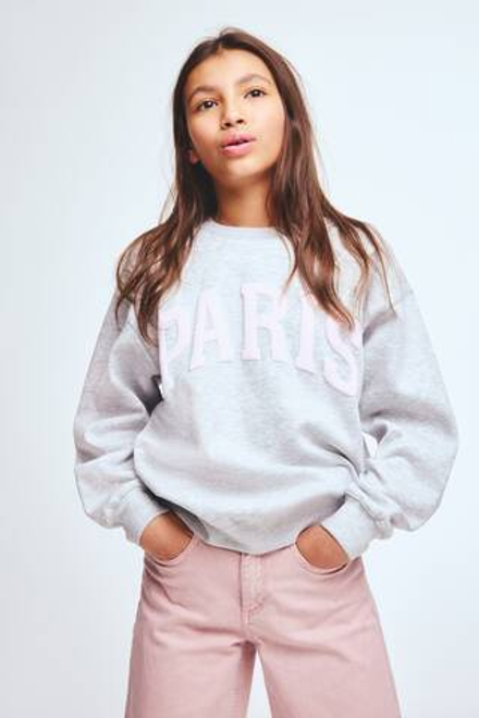 H&M Толстовка с принтом, светло-серый меланж