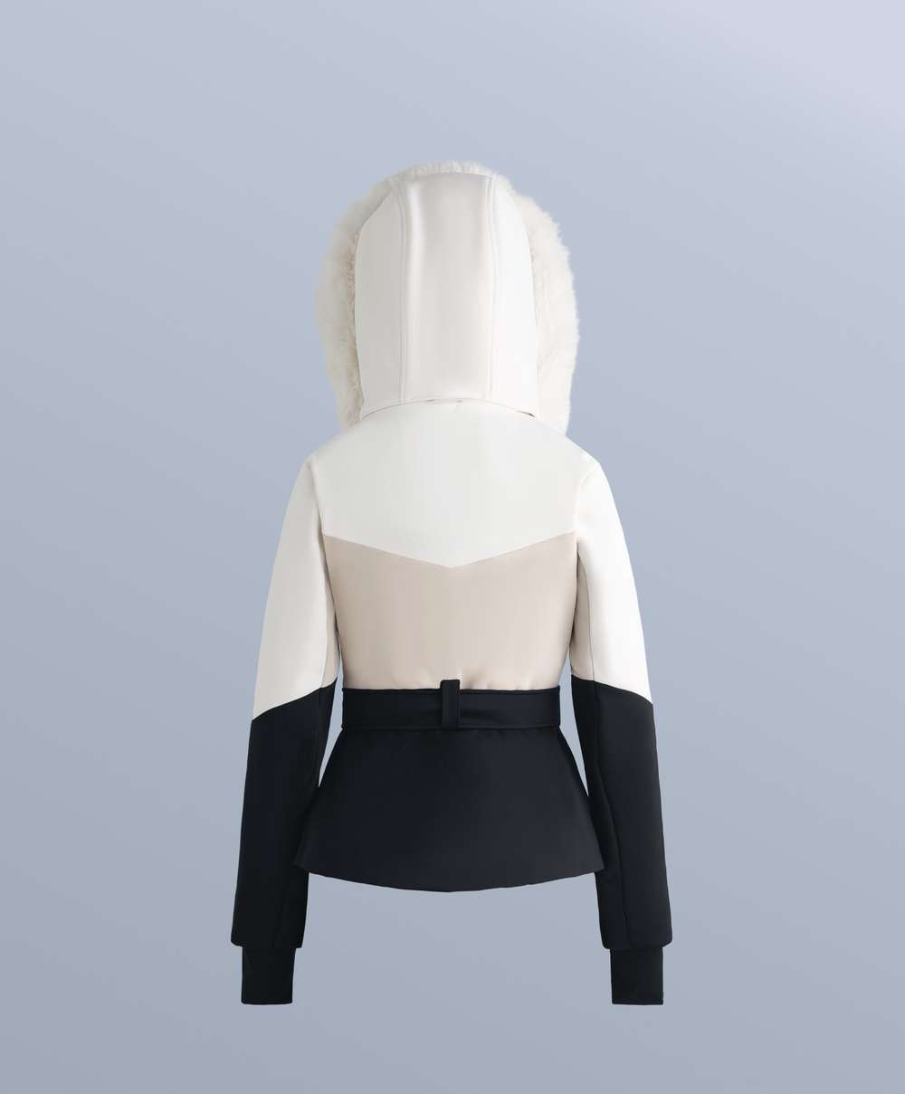 Oysho Водонепроницаемая куртка Primaloft® SKI с цветными блоками, супероблегающая, черный