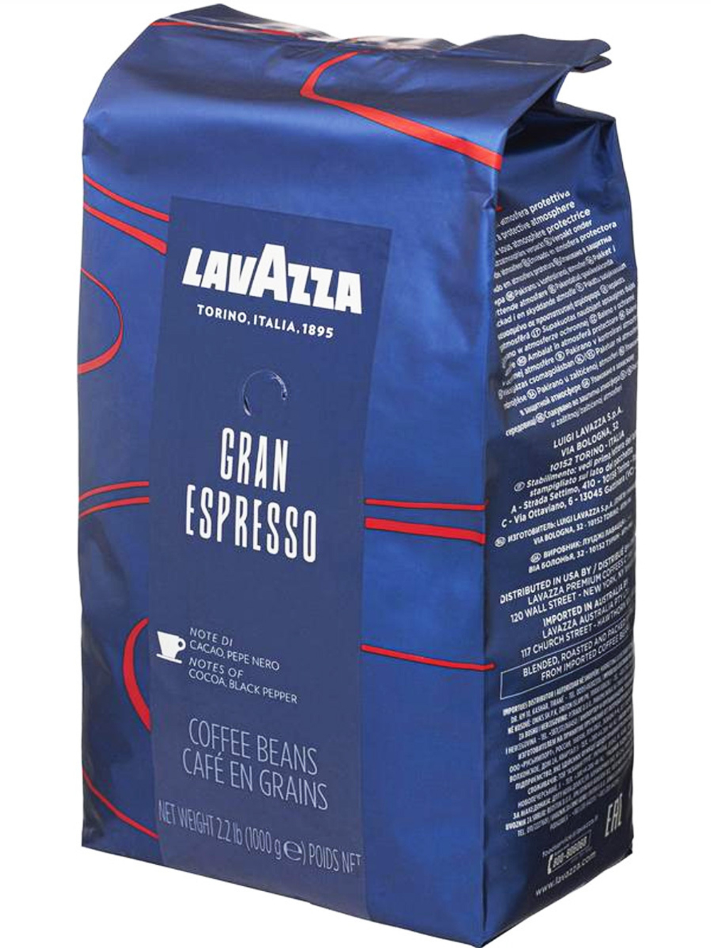 Кофе в зернах Lavazza Gran Espresso 1000 г, Смесь премиальных сортов арабики и робусты