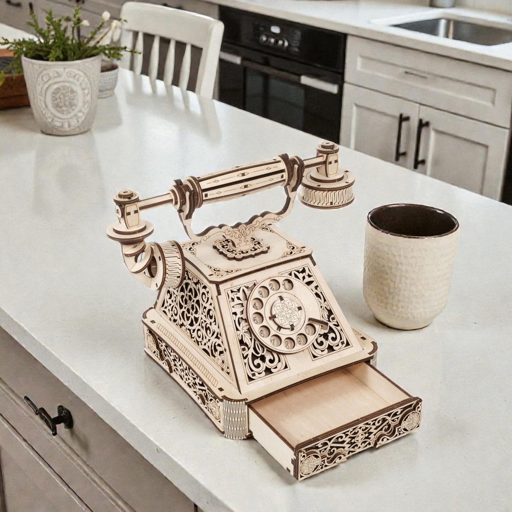 Деревянный конструктор Ретро Телефон (EWA)