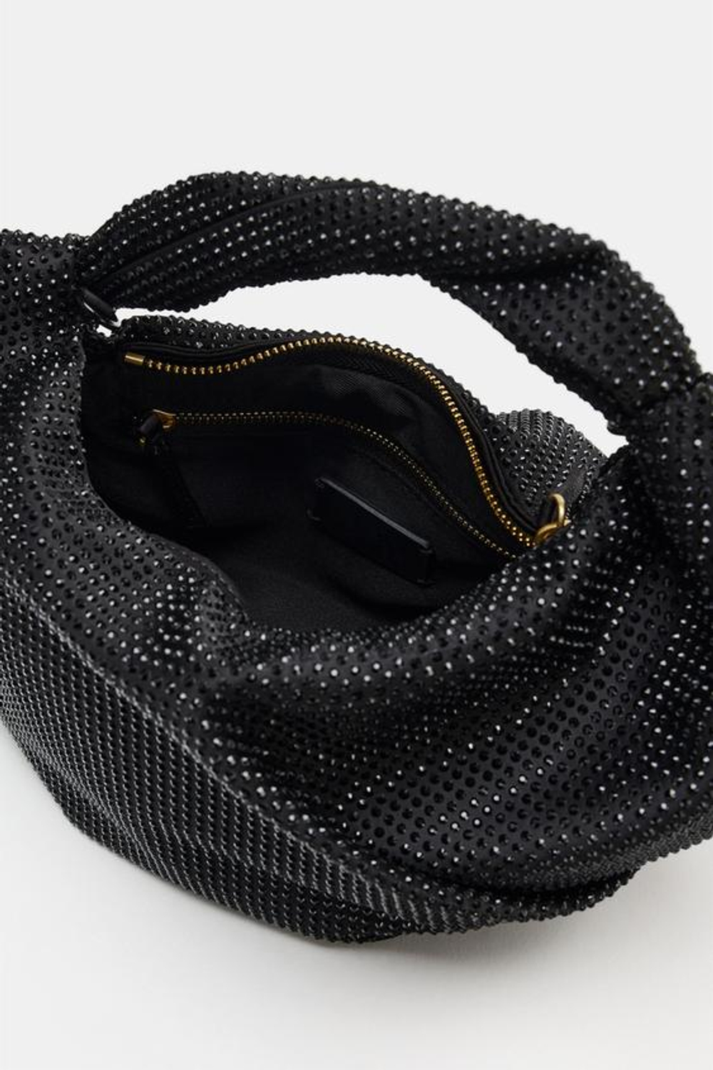 ZARA СУМКА С БЛЕСТЯЩИМИ ДЕТАЛЯМИ, ЧЕРНЫЙ