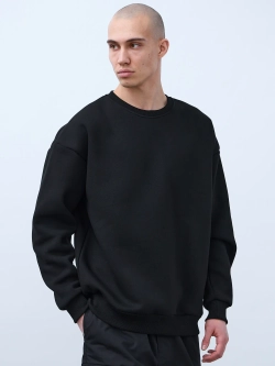 Свитшот оверсайз, с начесом (черный)