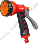 GRINDA T-7, 7 режимов, курок сзади, пластиковый с TPR, поливочный пистолет (8-427185)