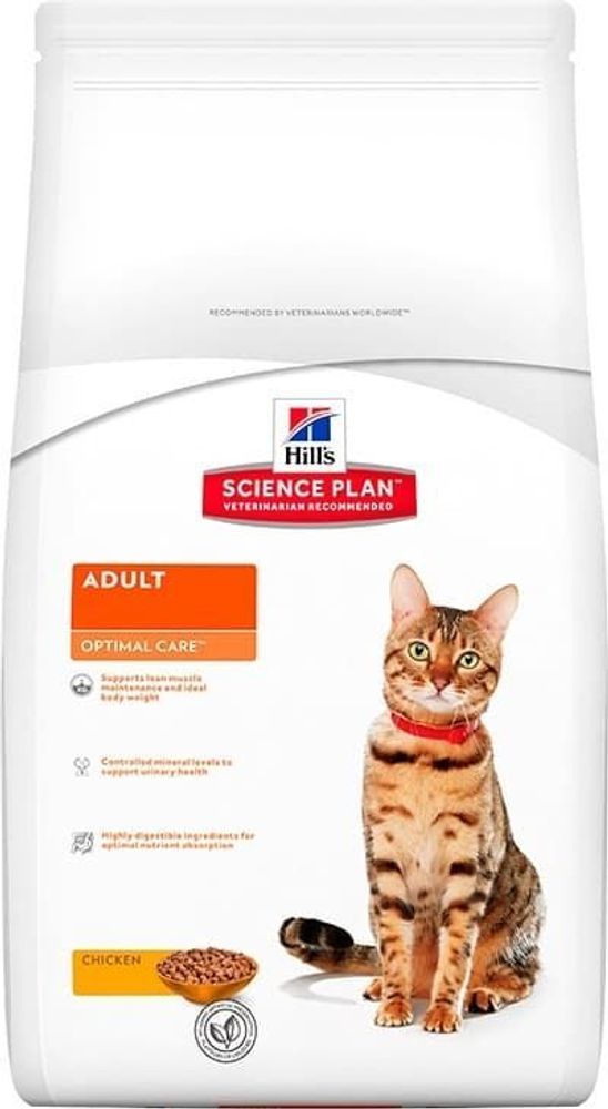 Hill&#39;s SP Optimal Care 1,6+0,4кг сухой корм для кошек с курицей ПРОМО-ПАК