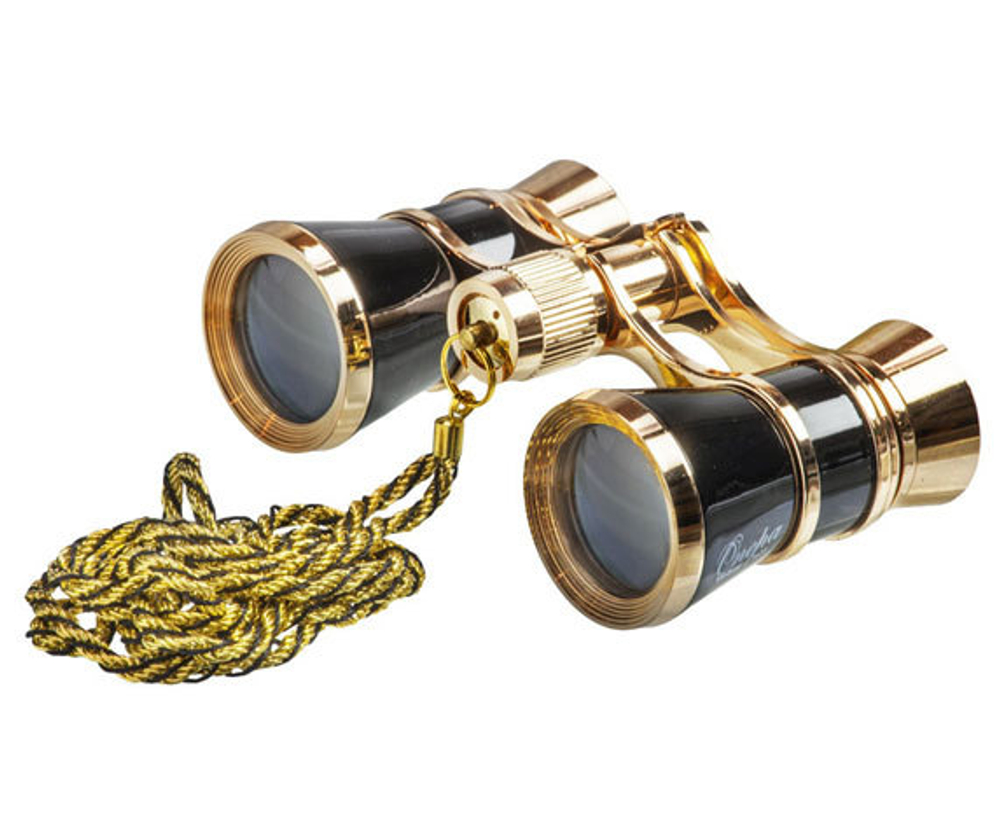 Театральный бинокль Veber БГЦ 3x25 D02, черный с цепочкой - фото 1