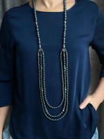 Колье трансформер на магнитах из темного "бензинового" радужного жемчуга Майорка