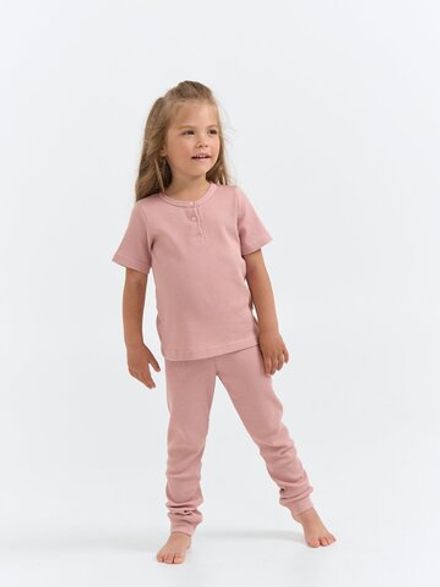 Пижама из вафельной ткани "Пудра" с коротким рукавом