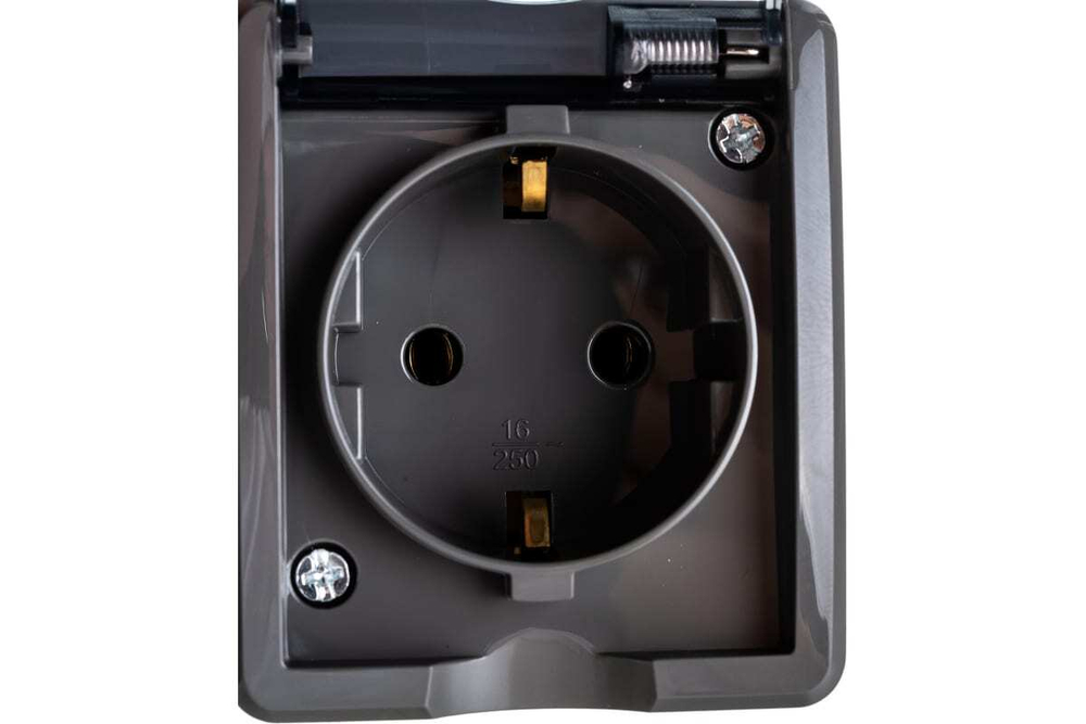 Блок две розетки+выключатель двойной IP54, 16A(10AX)-250В, серый Эксперт ЭРА