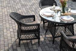 "Дольче" обеденная группа из искусственного ротанга, цвет графит