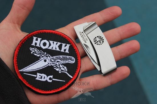 Складной нож -зажим для купюр Mcusta FUJI (глициния) MC-0084 c клинком из стали AUS-8, рукоять Stainless Steel