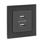 Стокгольм Механизм Розетки USB 2-местной 2,1А винтовые клеммы черный EKF PROxima