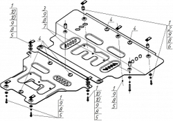 Защита картера двигателя, КПП, Гидроусилителя. 2 мм, Сталь. для Audi A6 Allroad 2012-2018, Motodor.70105