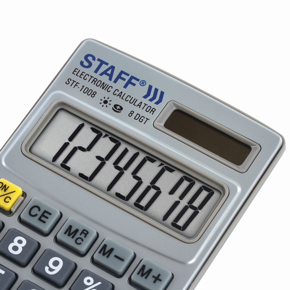 Калькулятор карманный металлический STAFF STF-1008 (103х62 мм) 8 разрядов двойное питание (2 штуки в упаковке)