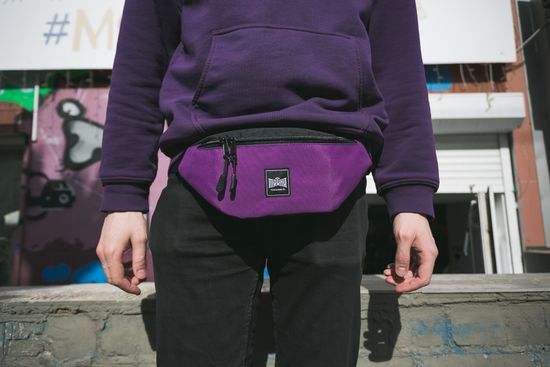 Сумка ТАЙНА поясная BLOCK фиолетовый-черный таслан