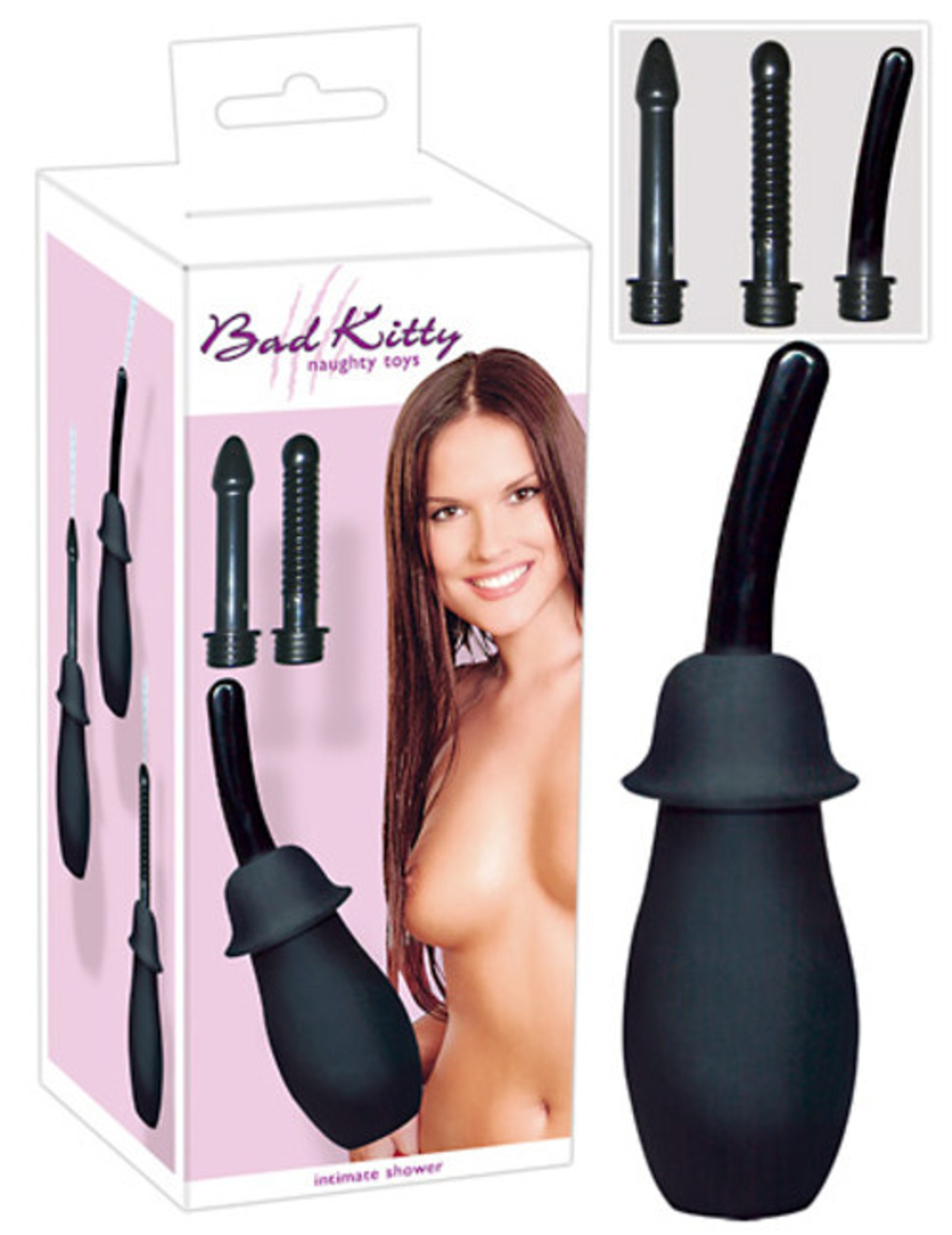 Анальный душ с 3 насадками Dusche (Цвет: черный)