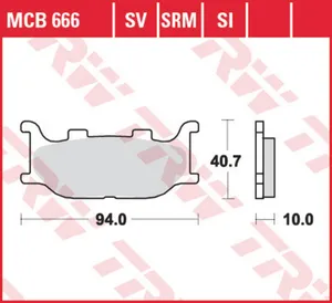 Колодки тормозные дисковые TRW MCB666