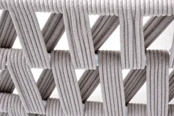 "Диего" кресло плетеное из роупа, основание дуб, каркас алюминий светло-серый (RAL7035) муар, роуп бежевый круглый, ткань бежевая 052