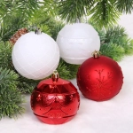 Новогодние шары «Волшебный вальс» 8 см (набор 12 шт), Красный/белый