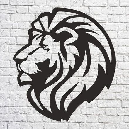 Панно из металла "Лев в профиль" 40х36 см.