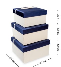 WF-39-B Набор коробок из 3шт «Прямоугольник» цв.бел./син.