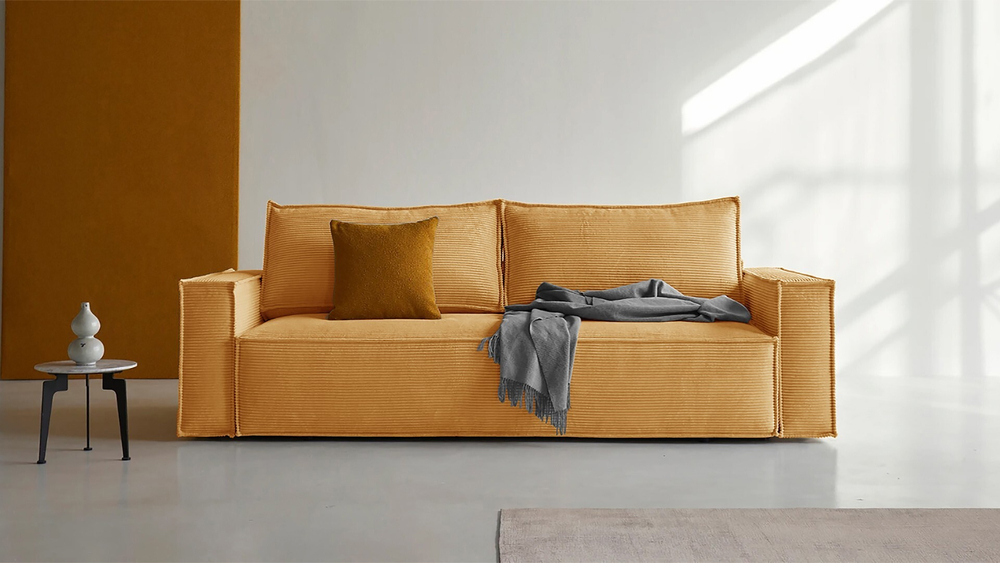 Диван Софт 3 Cilium Umber 240*94*80 см, Желтый Вельвет Еврокнижка Фиеста