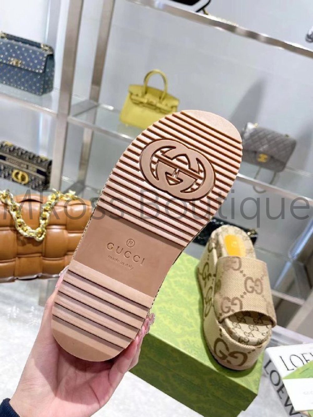 Шлепанцы коричневые на платформе Gucci люкс класса