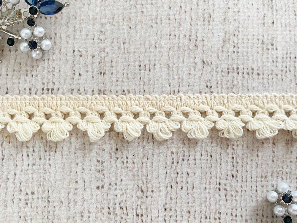 Кружево хлопковое/Тесьма вязаная, ш. 2 см, бежево-молочный