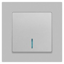 Выключатель Intro Accent 6-102-03 с подсветкой, 10А-250В, IP20, СУ, AL/CU, алюминий | Intro