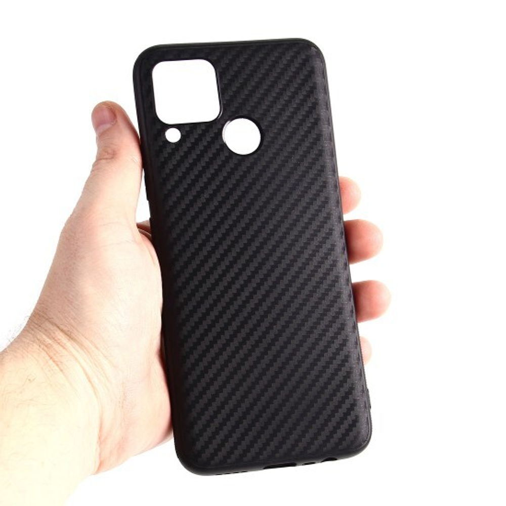 Чехол ТПУ карбон для Realme C15, 011068 Черный
