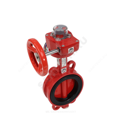 Затвор дисковый поворотный чугун FBV-RA Ду 80 Ру16 межфл EURO с редуктором диск чугун манжета EPDM с концевыми выключателями для систем пожаротушения Benarmo
