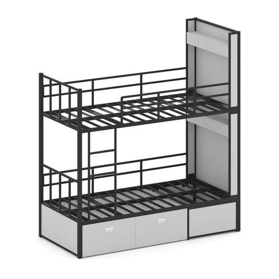 Overnight Кровать 2-х ярусная ON.K2-001 Серый/Металл Черный 2080*950*2260