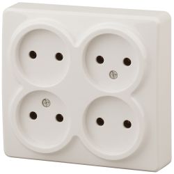 Розетка ЭРА Эксперт 11-2210-02 четверная 4х2P 16A-250В IP20 ОУ горизонт. слоновая кость