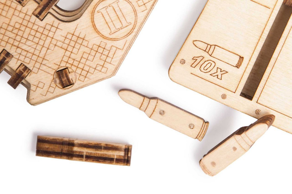 Штурмовая винтовка USG-2 от Wood Trick - деревянный конструктор, 3D пазл, Сборная механическая модель, стреляет пульками