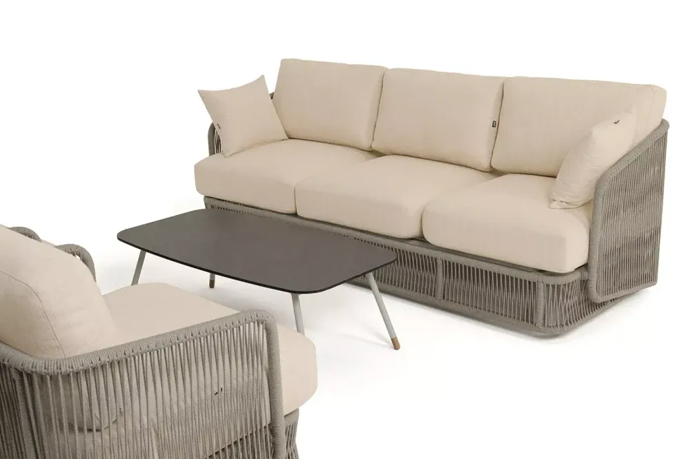 "Альбано" лаунж-зона 5-местная плетеная из роупа (веревки), каркас алюминиевый светло-серый, роуп серый меланж