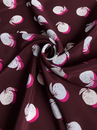 Плательная шелк принт на бордовом D03