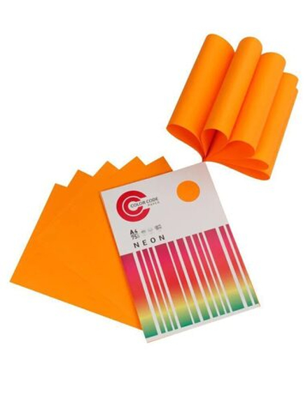 Бумага А4 цветная 50л Color Code НЕОН, оранжевая