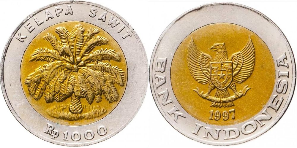 Индонезия 1000 рупий, 1993 - 2000 Пальма XF