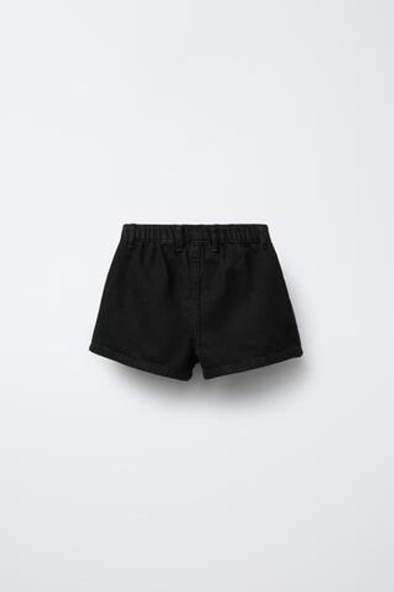 ZARA ДЖИНСОВЫЕ ШОРТЫ С ВЫШИВКОЙ, ЧЕРНЫЙ