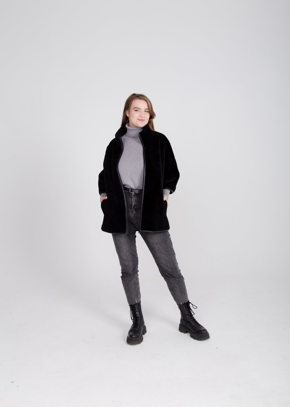 Женский Жилет удлиненный из овчины