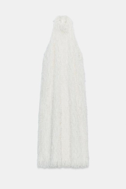 ZARA ПЛАТЬЕ ИЗ КОЛЛЕКЦИИ ZW С ГОРЛОВИНОЙ ХАЛТЕР, БЕЛЫЙ
