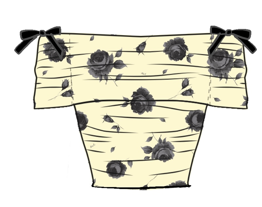 Ирис топ (Iris top), топ из желтого бифлекса с цветочным принтом