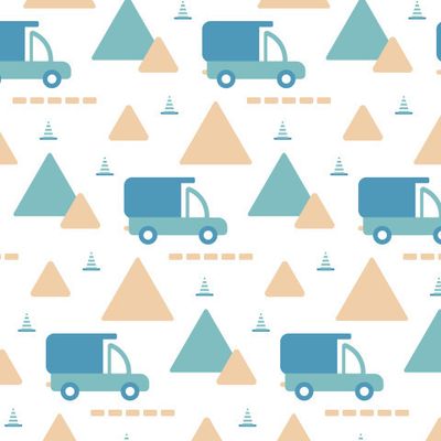 Buy baby fabric trucks cars blue beige