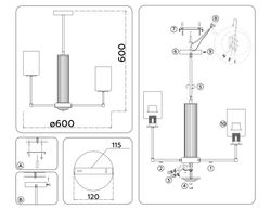 Ambrella Люстра со стеклянными плафонами на штанге Modern LH56215