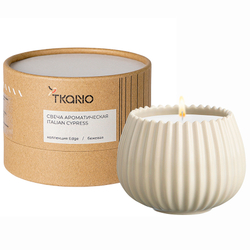 Свеча ароматическая Tkano Edge Italian Cypress бежевая 30ч
