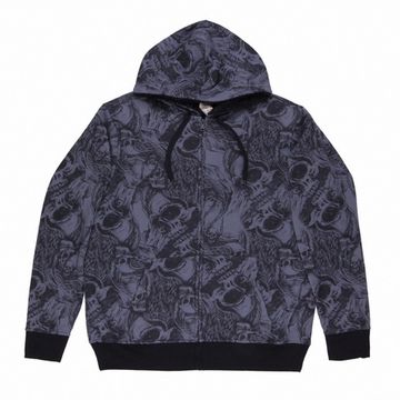 Толстовка Черепа с крыльями (тотал, серая, на меху)