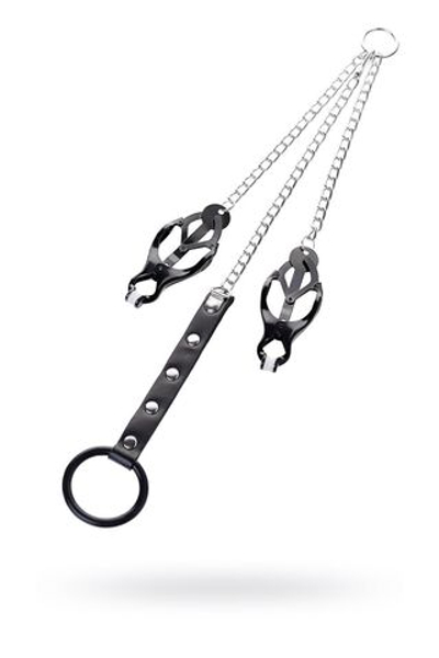 Зажимы для сосков с кольцом для пениса Metal by TOYFA, черные