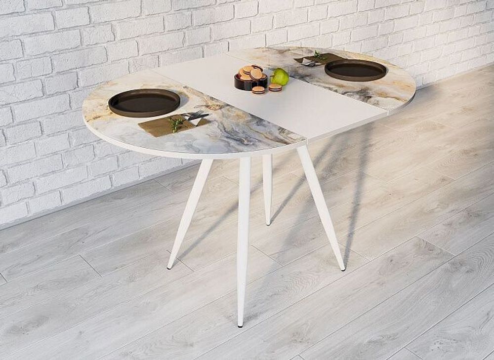 Стол обеденный Элип-1 (конус) каркас белый